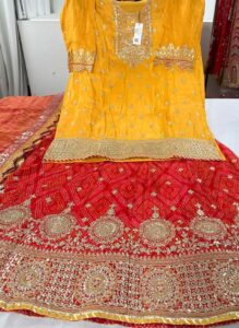 Chinon lehenga 3 Pc Set its is semi stitched you can make your own size shirt