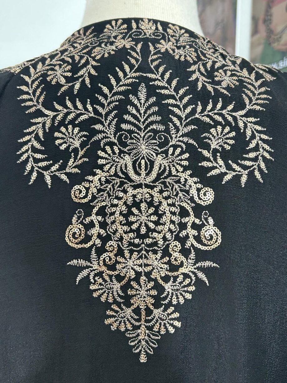  Black Suit (pure chinon fabric ) with dupatta pure silk pant fully stitched  